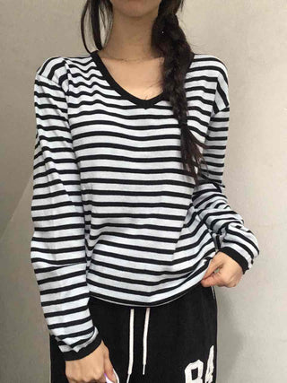 Marine Stripe V-Neck Knit
