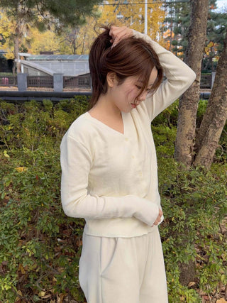 Romantic Button Wrap V-Neck Knit Cardigan