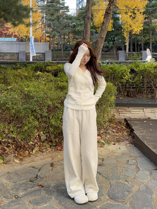 Romantic Button Wrap V-Neck Knit Cardigan