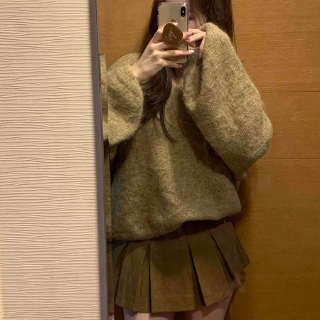 Corduroy Pintuck Box Pleated Mini Skirt