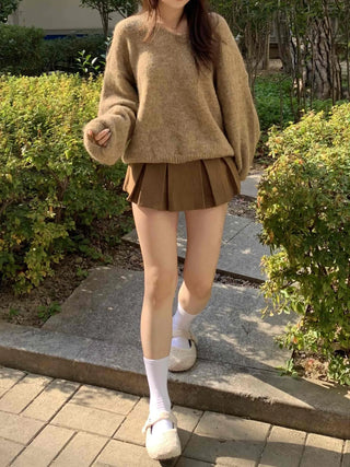 Corduroy Pintuck Box Pleated Mini Skirt