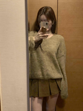 Corduroy Pintuck Box Pleated Mini Skirt