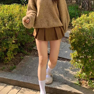 Corduroy Pintuck Box Pleated Mini Skirt