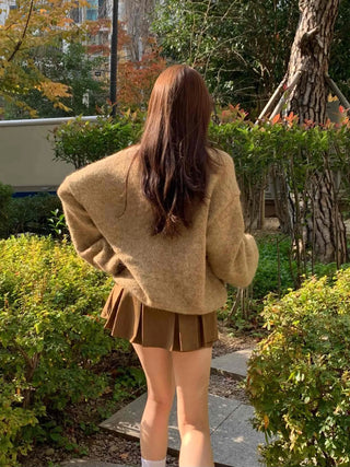 Corduroy Pintuck Box Pleated Mini Skirt