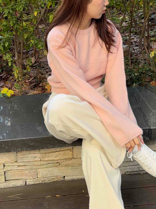 Soft Drop Shoulder Loose Fit Cropped Round Neck Knit