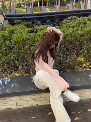Soft Drop Shoulder Loose Fit Cropped Round Neck Knit