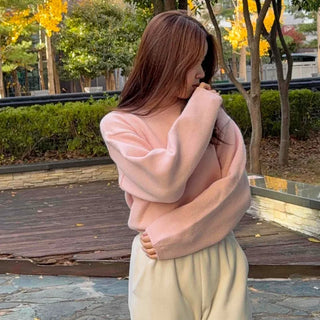 Soft Drop Shoulder Loose Fit Cropped Round Neck Knit