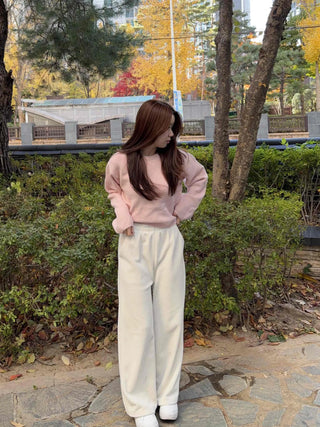 Soft Drop Shoulder Loose Fit Cropped Round Neck Knit