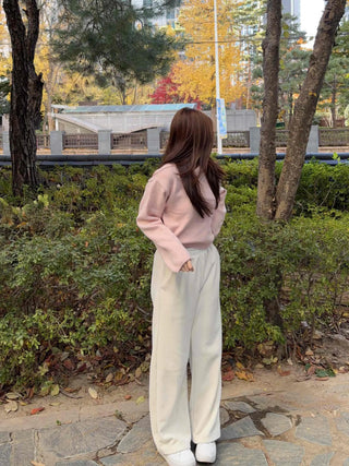 Soft Drop Shoulder Loose Fit Cropped Round Neck Knit