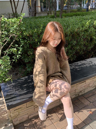 Wool Blend V-Neck Oversized Loose Knit