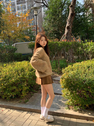 Wool Blend V-Neck Oversized Loose Knit