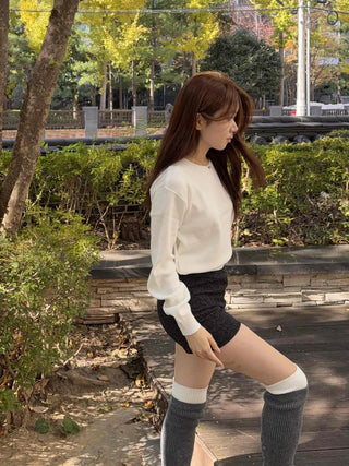 Micro Knit Slim Fit High-Waisted Shorts