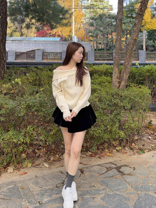 Velvet Pleated Mini Skirt