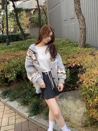 Color Block Ribbon Pleated Mini Skirt