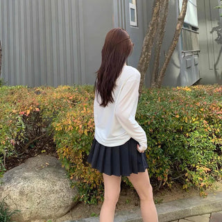 Color Block Ribbon Pleated Mini Skirt