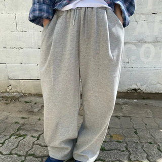 Beno Single-Pleat Elastic Waist Wide Long Pants