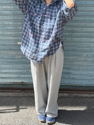 Beno Single-Pleat Elastic Waist Wide Long Pants