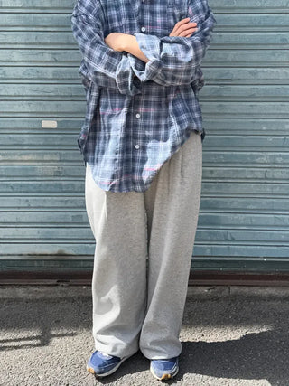 Beno Single-Pleat Elastic Waist Wide Long Pants