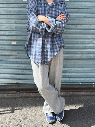 Beno Single-Pleat Elastic Waist Wide Long Pants