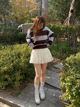 Frill Shirred Flare Elastic Mini Skirt