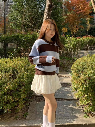 Frill Shirred Flare Elastic Mini Skirt