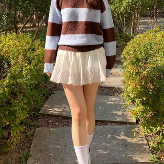 Frill Shirred Flare Elastic Mini Skirt