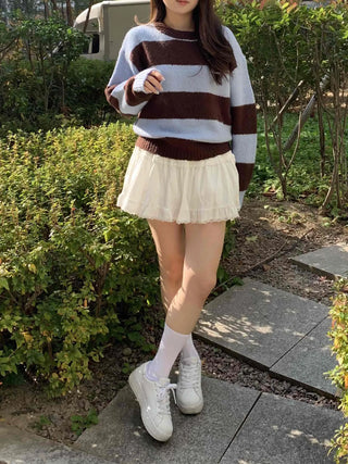 Frill Shirred Flare Elastic Mini Skirt