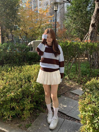 Frill Shirred Flare Elastic Mini Skirt