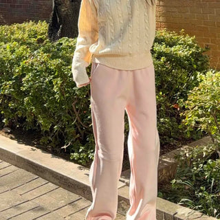 Soft Corduroy Brushed Elastic Waist Wide Pants