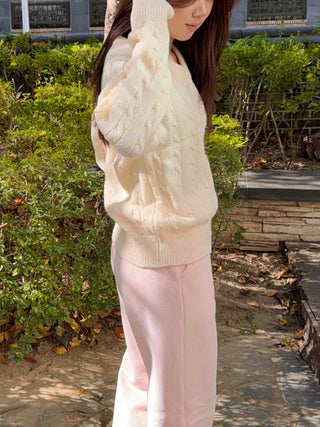 Soft Corduroy Brushed Elastic Waist Wide Pants