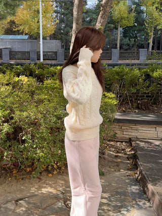 Soft Corduroy Brushed Elastic Waist Wide Pants