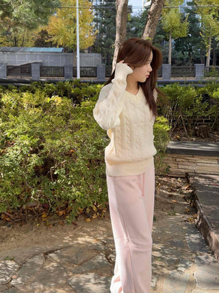 Soft Corduroy Brushed Elastic Waist Wide Pants