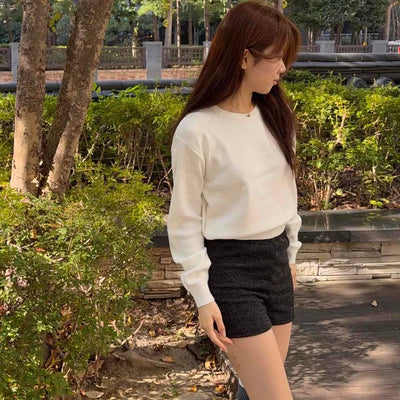 Soft Round Neck Loose Fit Ribbed Knit
