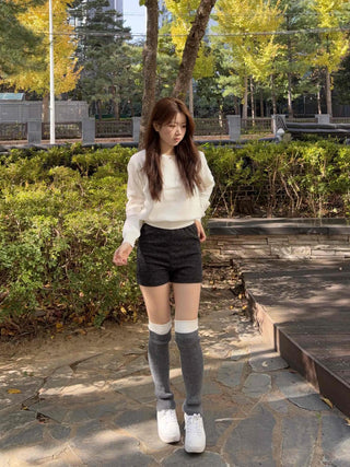 Soft Round Neck Loose Fit Ribbed Knit