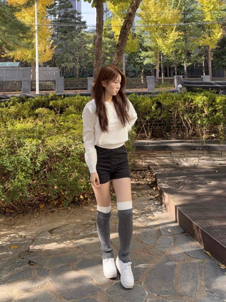 Soft Round Neck Loose Fit Ribbed Knit