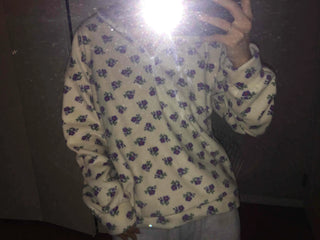 Bear Pattern Oversized Fuzzy Fleece