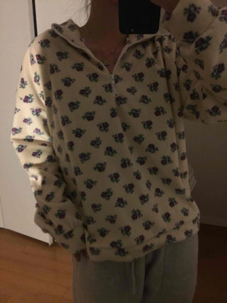 Bear Pattern Oversized Fuzzy Fleece