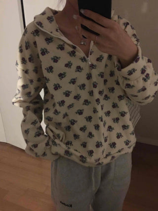 Bear Pattern Oversized Fuzzy Fleece