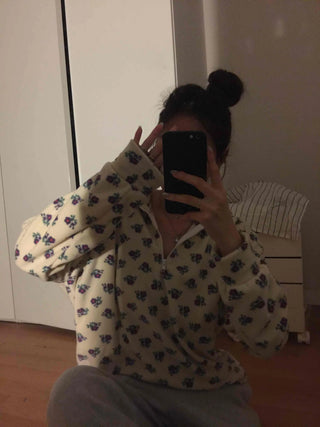 Bear Pattern Oversized Fuzzy Fleece