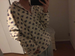 Bear Pattern Oversized Fuzzy Fleece