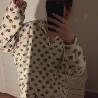 Bear Pattern Oversized Fuzzy Fleece