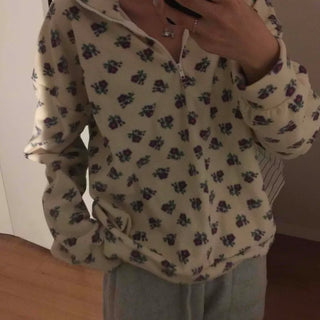 Bear Pattern Oversized Fuzzy Fleece