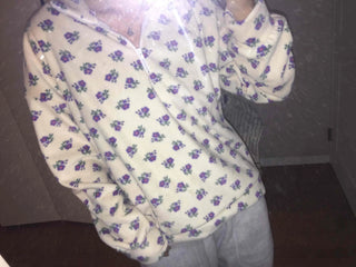 Bear Pattern Oversized Fuzzy Fleece