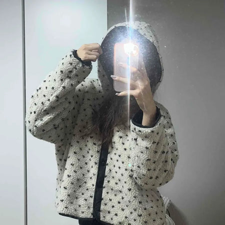 Star Embroidered Hooded Boa Quilted Crop Padded Jacket