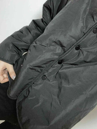 Star Embroidered Hooded Boa Quilted Crop Padded Jacket
