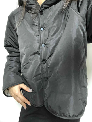 Star Embroidered Hooded Boa Quilted Crop Padded Jacket