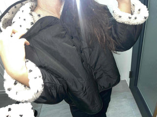Star Embroidered Hooded Boa Quilted Crop Padded Jacket