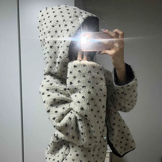 Star Embroidered Hooded Boa Quilted Crop Padded Jacket