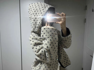 Star Embroidered Hooded Boa Quilted Crop Padded Jacket