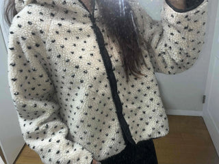 Star Embroidered Hooded Boa Quilted Crop Padded Jacket